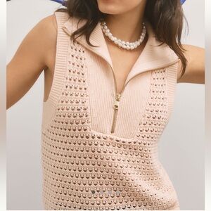 Anthropologie Varley Bains Half Zip Knit Tank